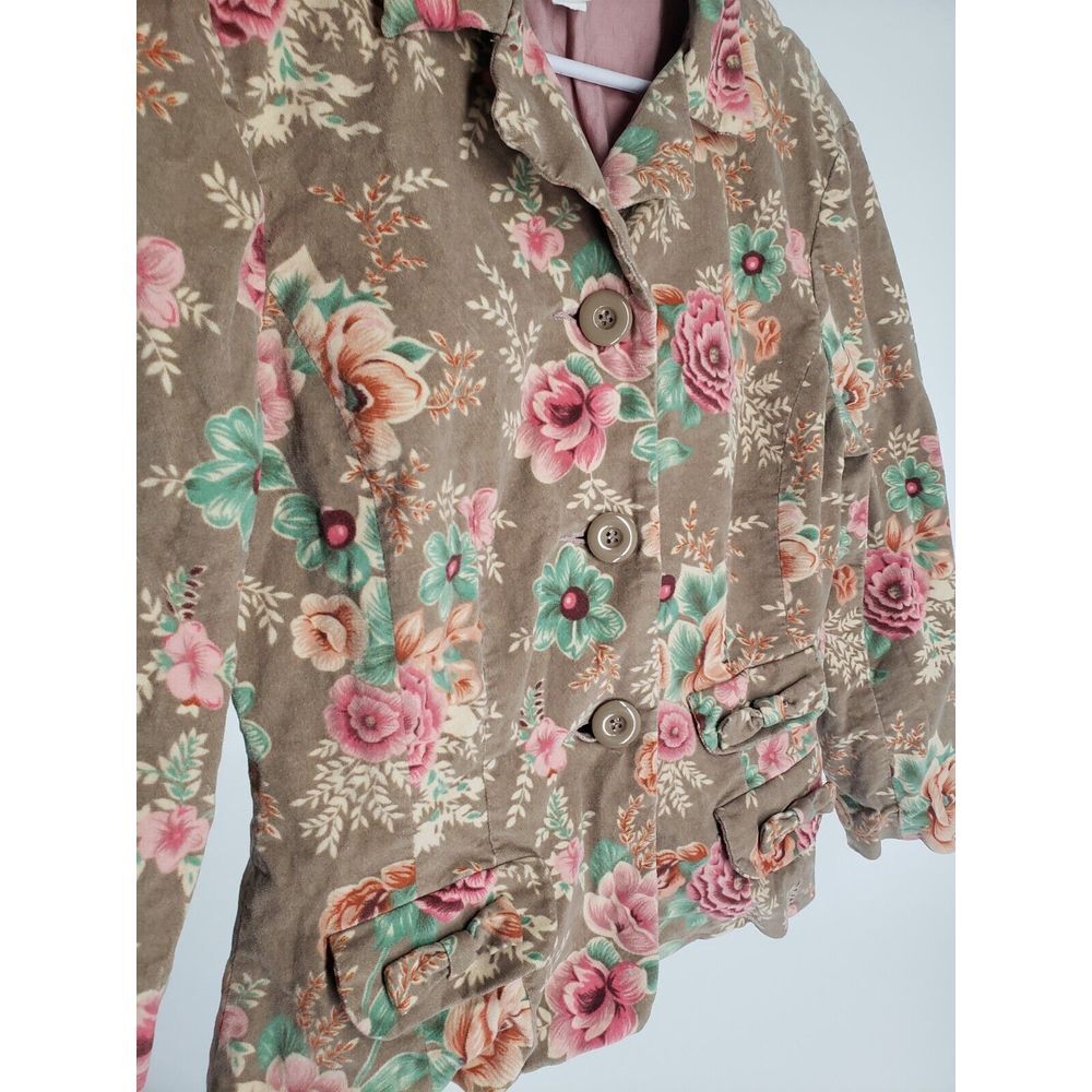 Intuitions Womens European Jacket Size‎ 4 Floral Bow Pockets Collared Lined Pink - Picture 5 of 12